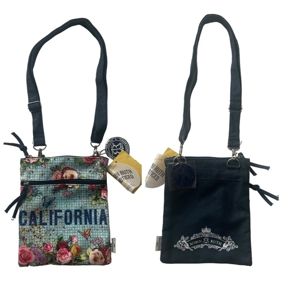 Robin Ruth Crossbody Bag Purse California Blue Floral NWT Small Canvas statement - Picture 8 of 8